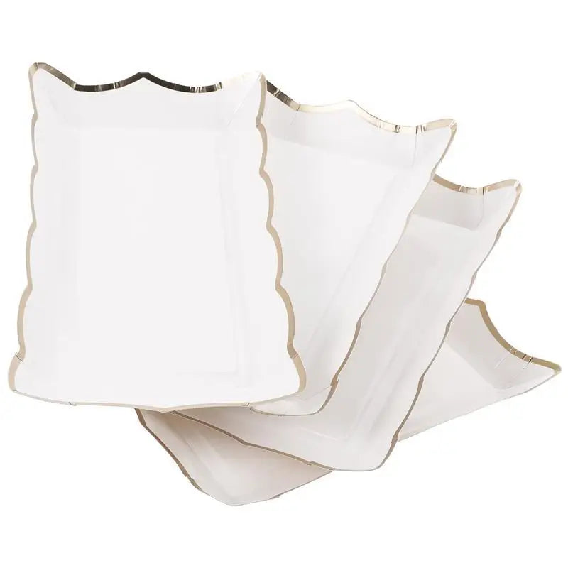 4pcs Disposable Serve Tray Food Serve Platter Fruit Cake Serving Tray Food Hold Container For Party Wedding Buffet Dessert Snack