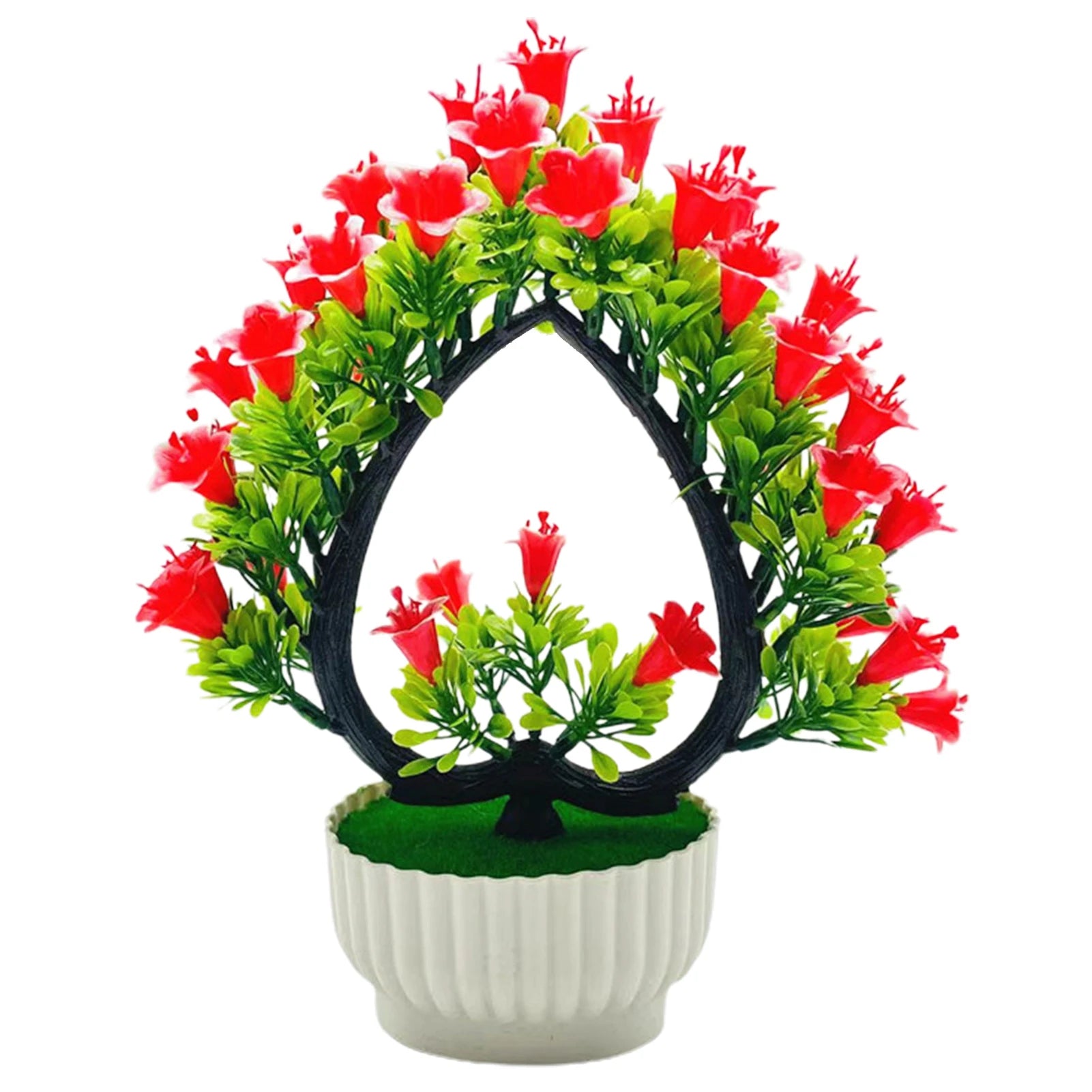 Artificial Flower Bonsai Realistic UV Resistant Plastic Easy Care Fake Flowers Bonsai for Outdoor