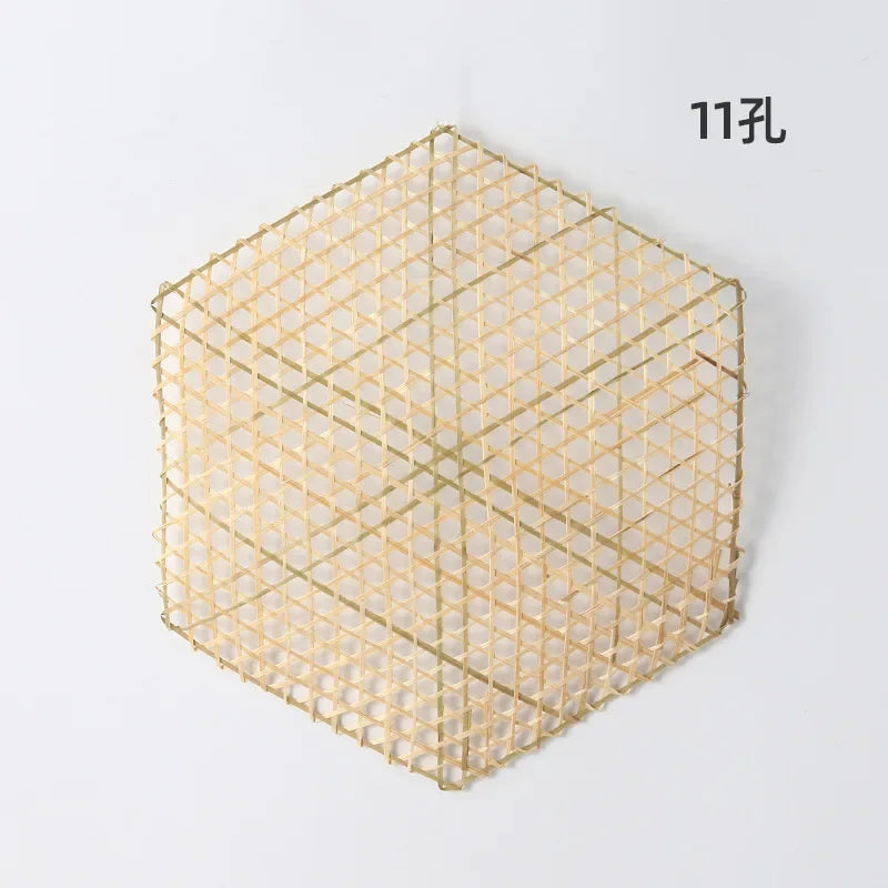 Hand Made Bamboo Mesh Steamer Mat Plate Sushi Food Meat Decorate Woven Table Mat Vegetables Bread Folding Basket Liners Rack