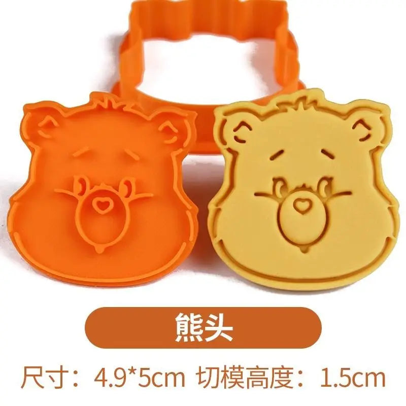 Cartoon Kawaii Care Bear Cookie Molds Sugar Flipping Cookie Cutting Molds 3D Pressable Biscuit Mold Kitchen Baking Pastry Tools