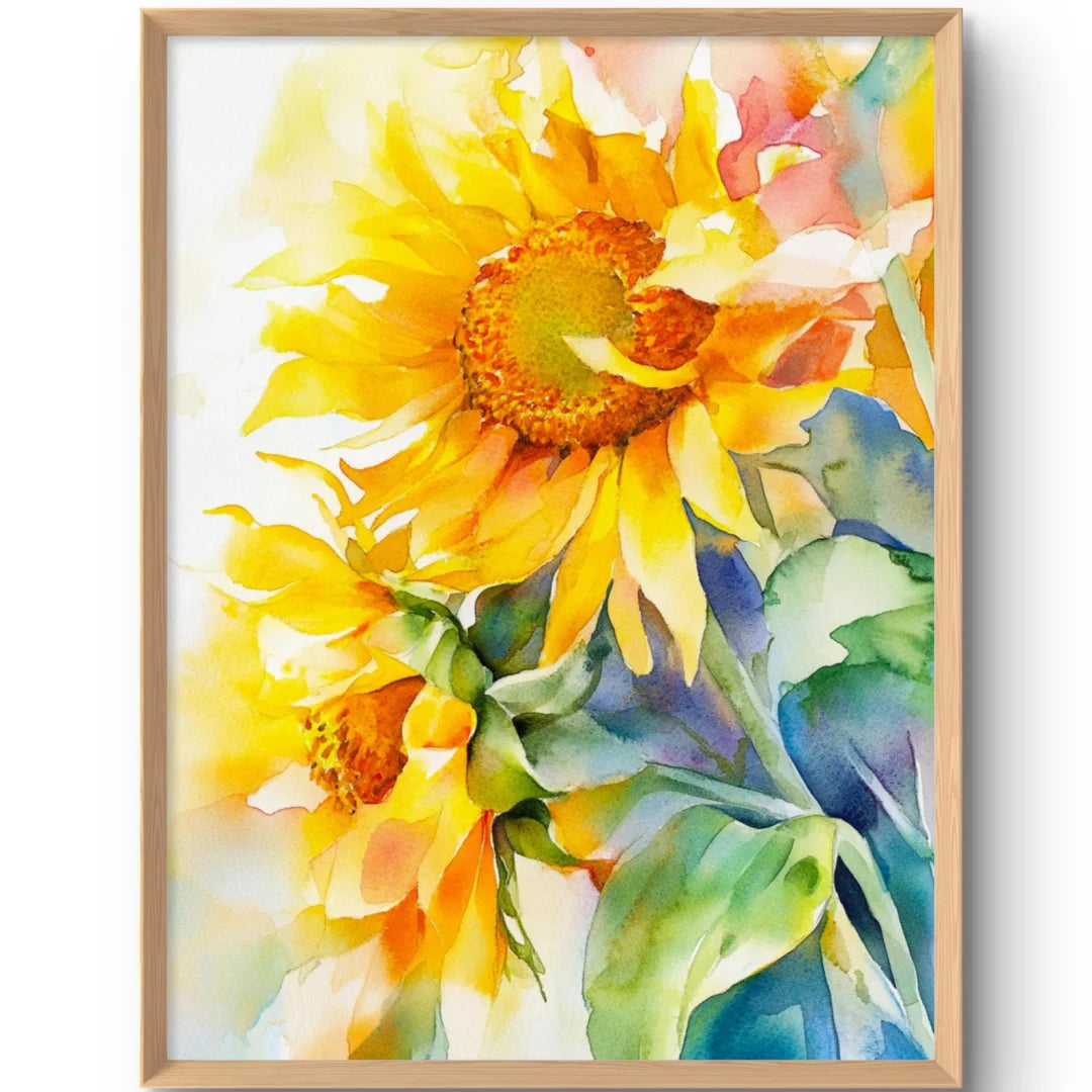 Sunflower Painting, Sunflower Canvas Print, Canvas Wall Art, Floral Art, Colorful and Vibrant Print for Home, Contemporary Impre