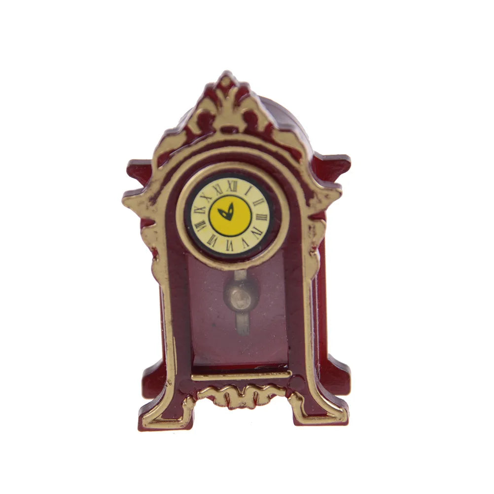 1:12 Dollhouse Miniature Wall Clock Play Doll House Retro Pendulum Table Clock Furniture Home Decor Accessories Toy Pretend Play