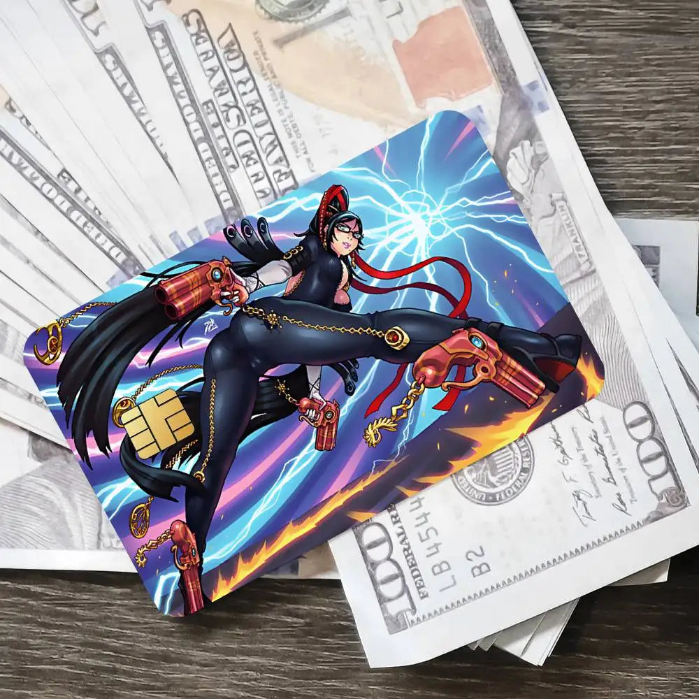 ANINME B-Bayonetta Poster Credit Skin Cover Card Stickers 4PCS Film Bus Pass Front Decoration Bank Debit Waterproof