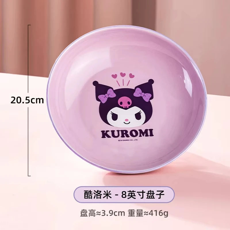 New Ceramic Tableware Bowl  Hello Kitty Y2K Plate Cute Girl Heart Eating Bowl Household Cool Lomi Bowl Chopstick Set Gifts Girls
