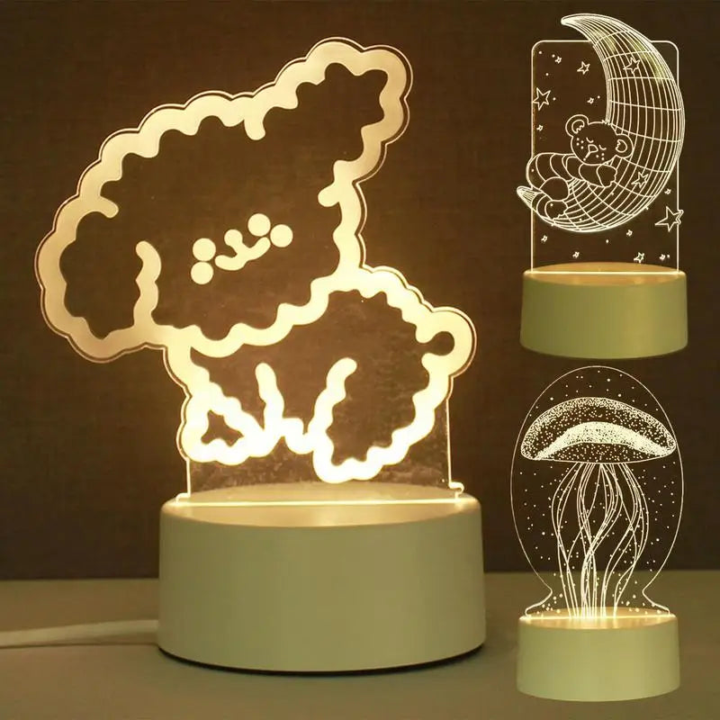 Acrylic Table Lamp Cute Nightlight Table Decorations Colors Changing Dimmable Bedside Night Lamp For Home Decorations