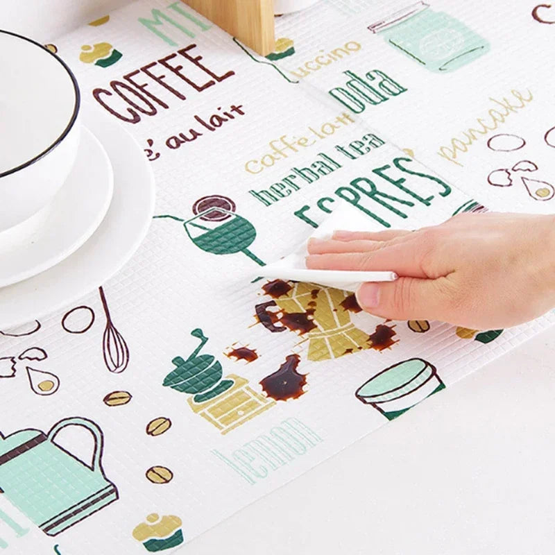 1 Roll Can Cut Table Mat Drawers Cabinet Shelf Liners Cartoon Cupboard Placemat Waterproof Oil Thickened Kitchen Stickers
