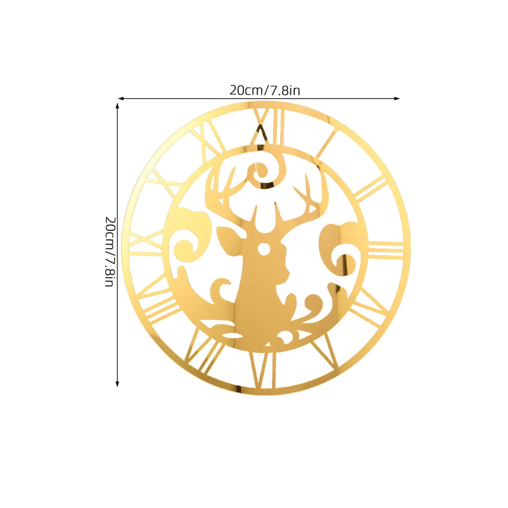 Deer Wall Sticker Clock Round Acrylic Mirror Silent DIY Frameless Decorative Wall Clock for Living Room Bedroom Office
