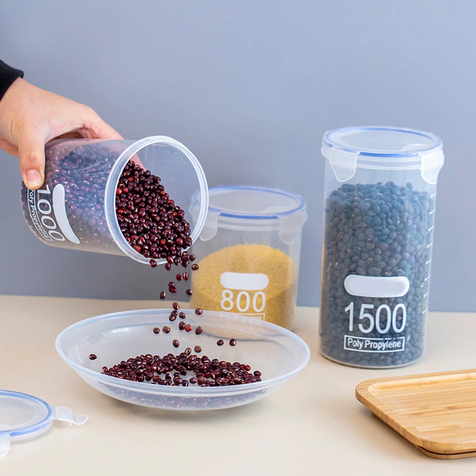 6Pcs Sealed Storage Jars Plastic Airtight Food Containers Grain Storage Canisters Kitchen Food Preservation Plastic Sealed Jar