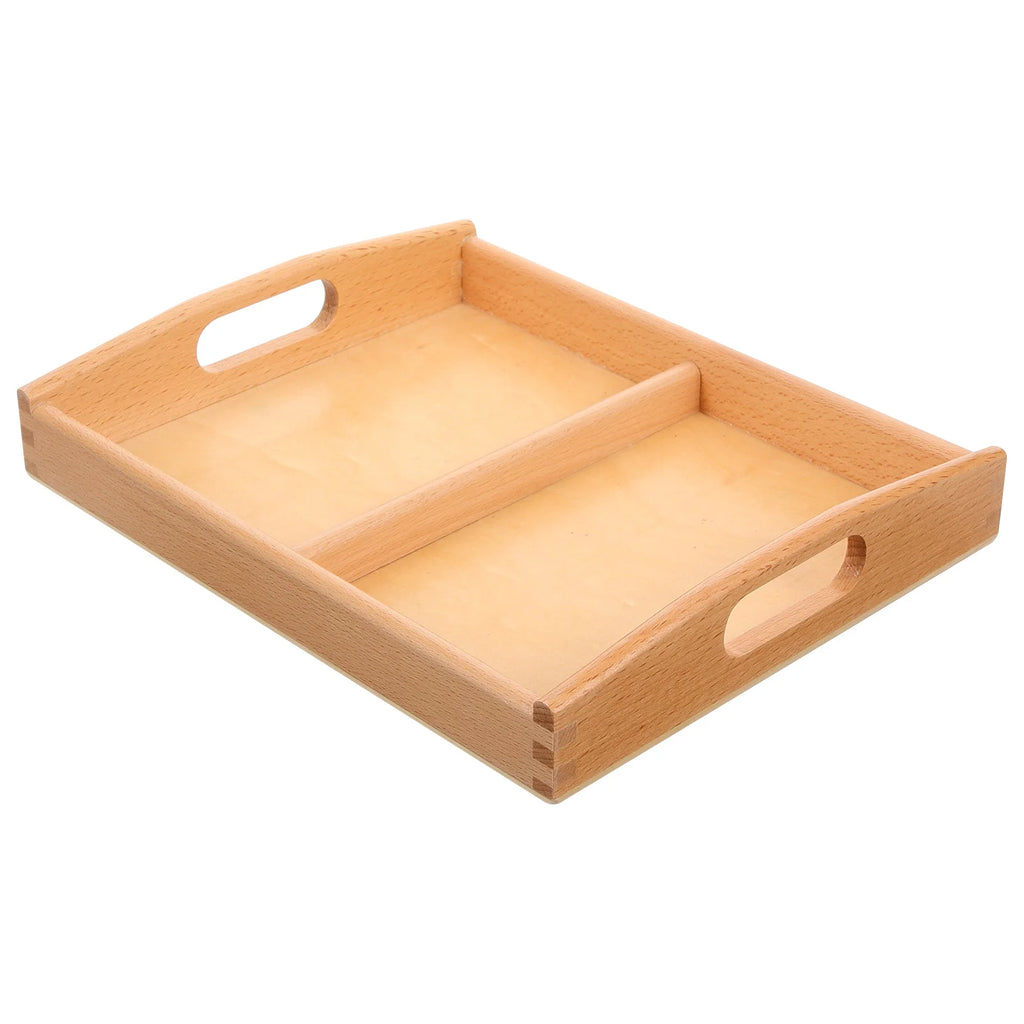 Two Handles Montessori Wooden Trays Storage Tray Toddler Breakfast Serving Wood Tray Sand Art Craft Bowls Plates Trays Baskets