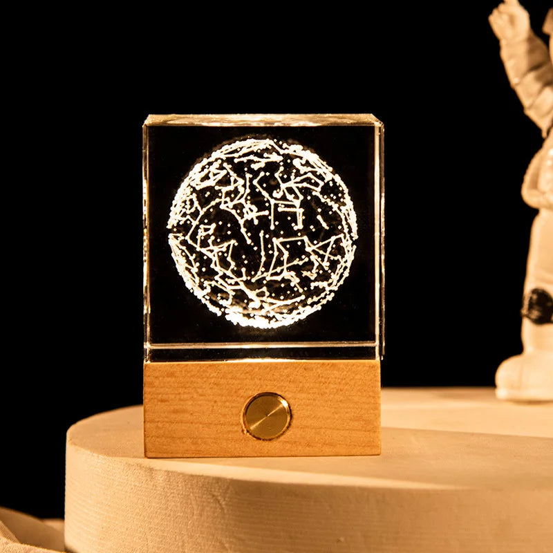 Astronomy Galaxy 3D Crystal Ball Table Lamp Moon Planet Galaxy Decor for Home Children's Table Lamp Party Birthday Xmas