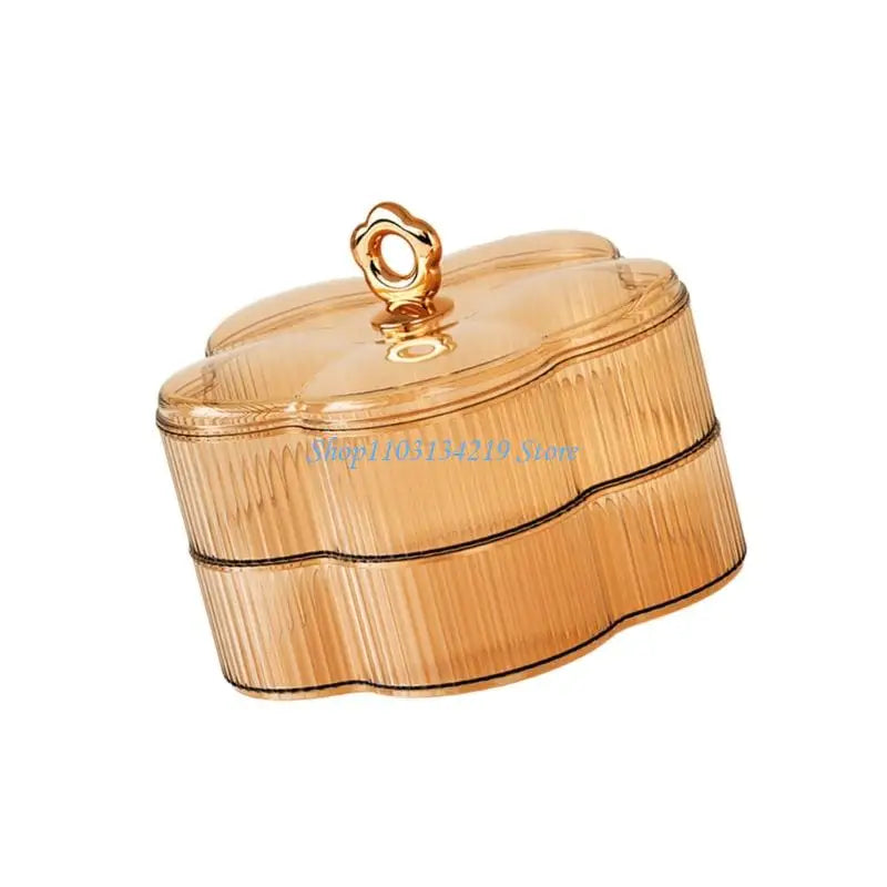 N5KC 2 Tiers Floral Snacks Tray Plastic Serving Dish For Candy Fruits Nut Home Kitchen Decoration Durable Storage Container
