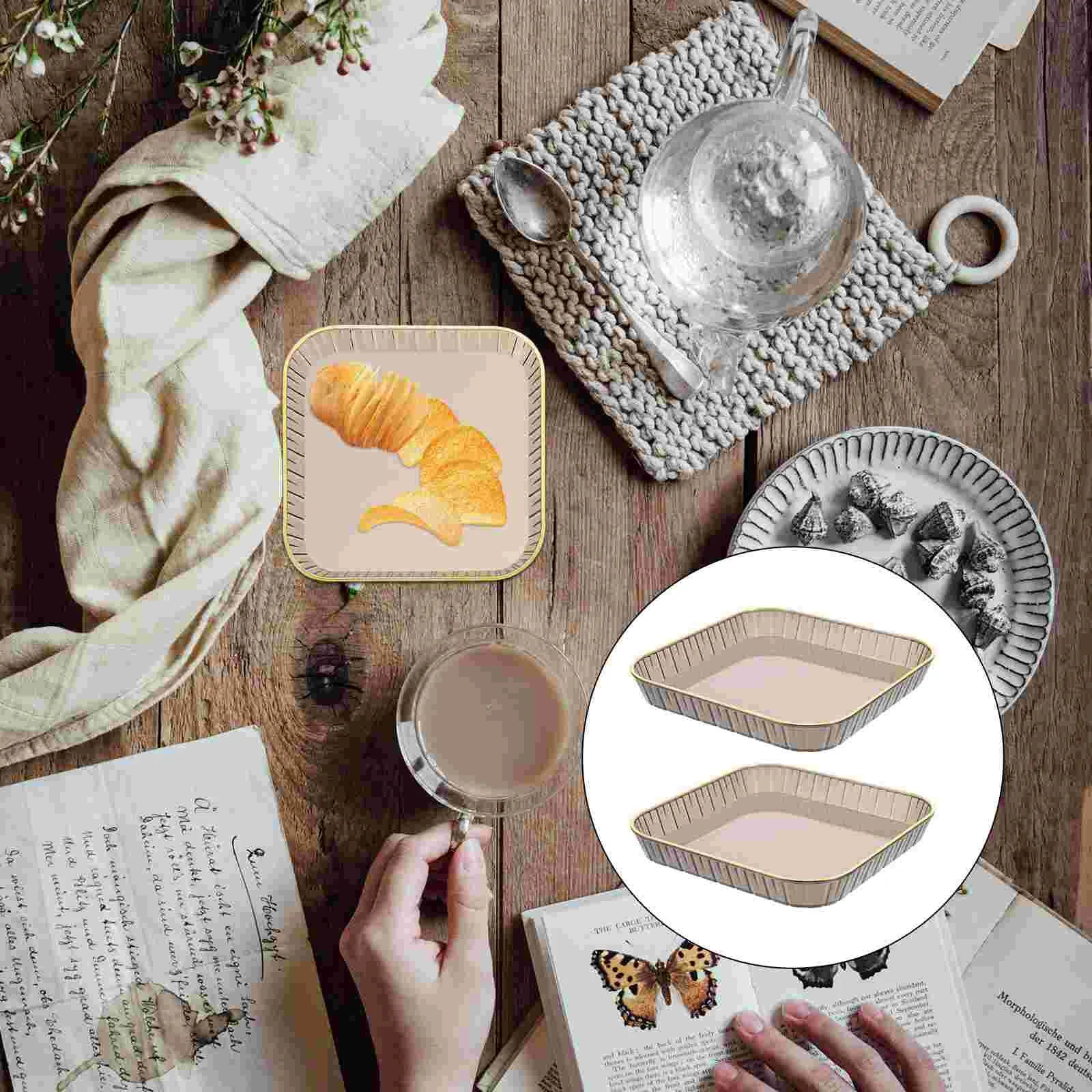 2 Pcs PET Material Fruit Snack Tray Elegant Serving Platters Dessert Container Party Candy Holder Thick Texture Smooth