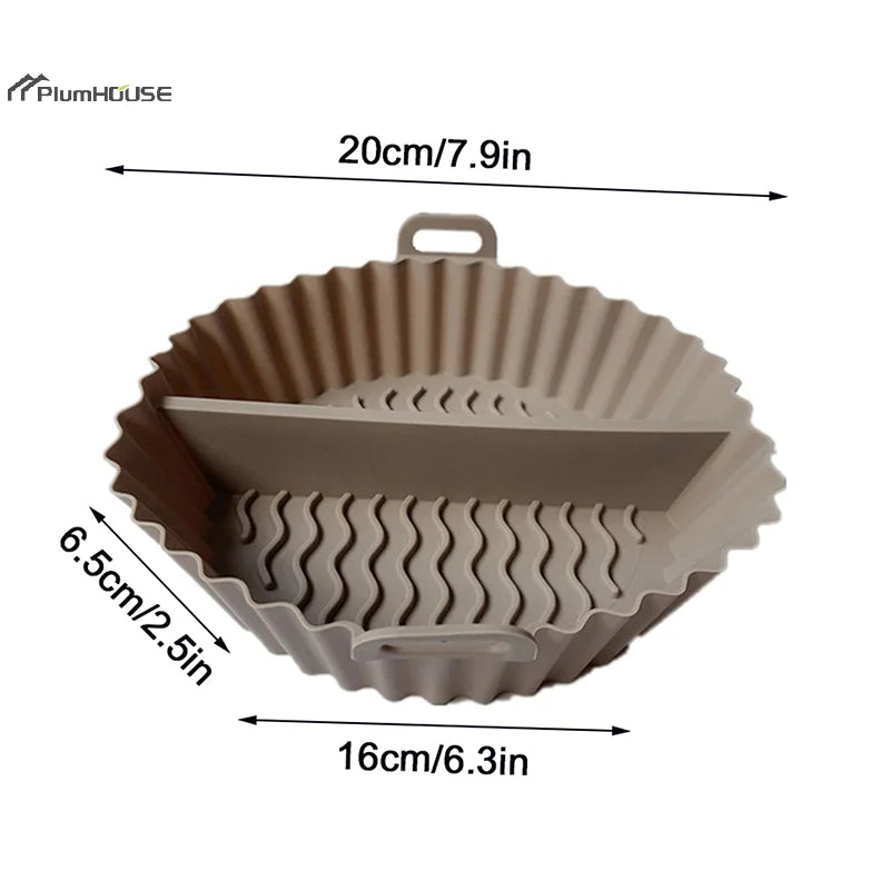 1Pcs Silicone Air Fryer Oven Baking Tray Pizza Fried Chicken Basket Pad Air-fryer Pot Food Plate Reusable Airfryer Pan Liner