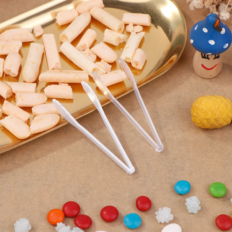 10Pcs Dollhouse Mini Cake Dessert Bread Clip Tweezers Food Clip Bread Tongs Model Tableware Cookware Kitchen Utensils Tools Toys