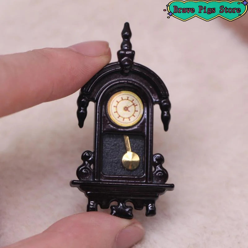 Vintage Simulation Wall Clock Model Living Room Decor 1/12 Home Clock House Micro Scene Accessories