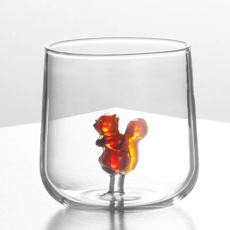 3D Cartoon Animal Shape Glass Cup for Home, Cute Water and Coffee, Single Layer Cup with Guests, Juice and Cold Drink