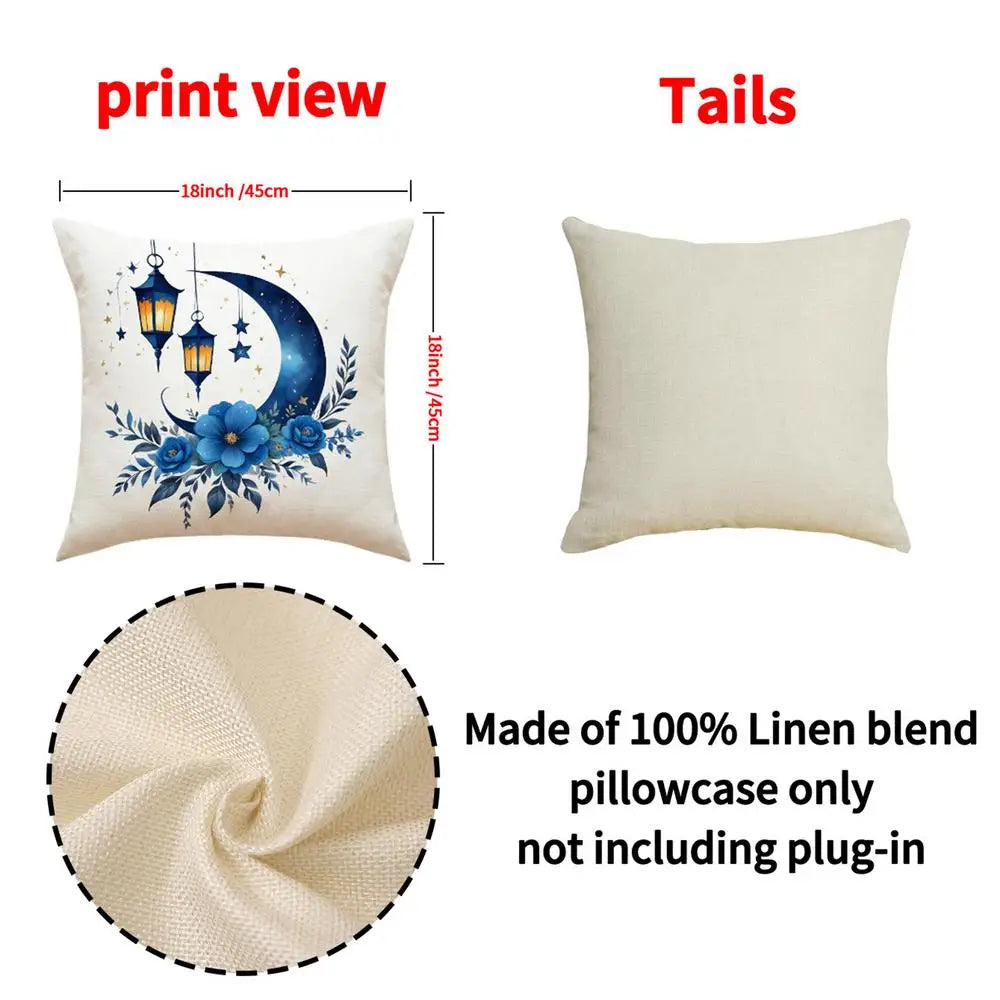 Eid Mubarak Pillowcase Decor for Home Sofa Cushion Cover Islamic Ramadan Kareem Decoration Mosque Muslim Pillow Cover Gifts