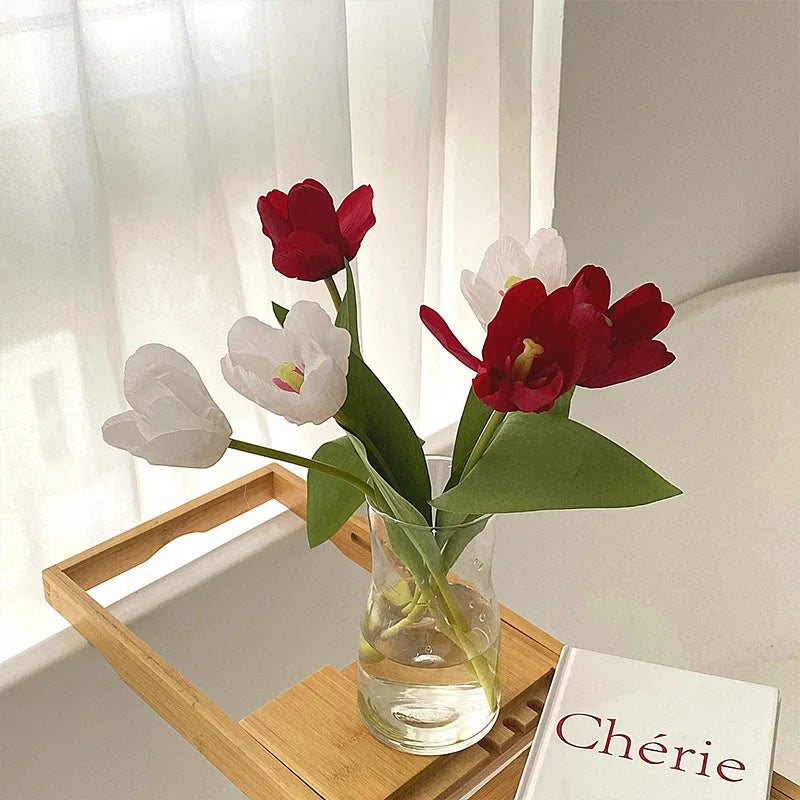 36CM Artificial Tulip with Moisturizing Texture Silk Flower Home Living Room Decoration Ornaments Photography Props