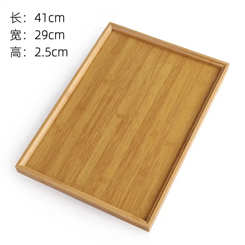 Wooden Bamboo Tray - Rectangular Serving Platter for Home & BBQ | Portable Tray for Bread & Pastries | Eco-Friendly Dining Plate