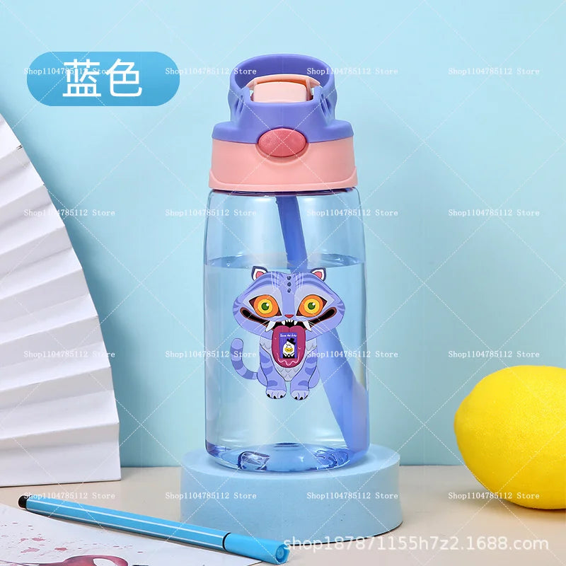 KPop Demon Hunters Drinking Glass Large Capacity Portable Plastic Mug Kids Cartoon Cute Sports Straw Drinking Cup Water Bottle