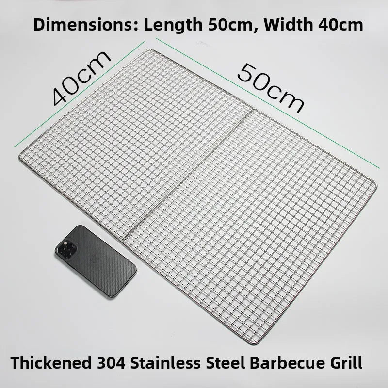 Thiened Rectangular Me BBQ ill Net 304 Stainl Steel Drng Net Barbecue Wire Me for Outdoor Kitchen Cooking Tools