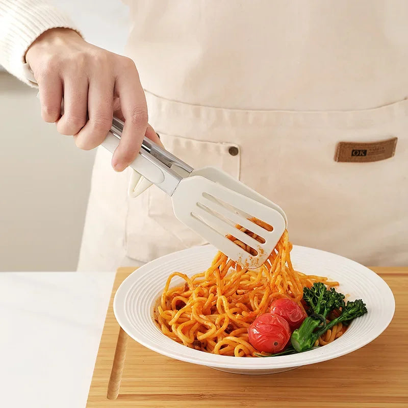 Kitchen Cooking Tools Non-Stick Kitchen Tongs Stainless Steel Handle Utensil Pizza Bread Steak Clip Salad Serving BBQ Tongs