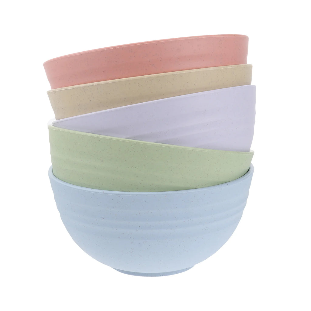 5Pcs Wheat Straw Salad Bowl Set 12cm Lightweight Shatterproof Mixing Bowls Soup Fruit Noodle Container Fruit Salad Bowl