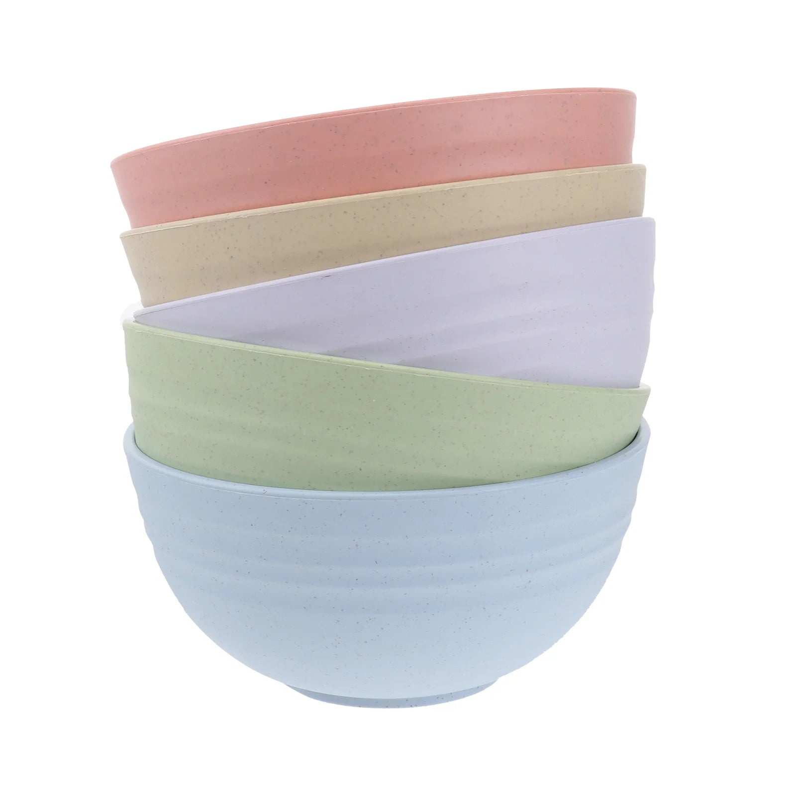 5Pcs Wheat Straw Salad Bowl Set 12cm Lightweight Shatterproof Mixing Bowls Soup Fruit Noodle Container Fruit Salad Bowl