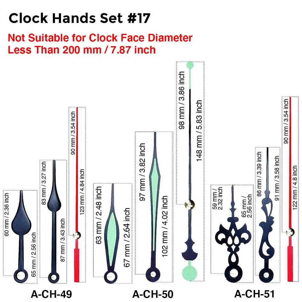 MCDFL Clock Mechanism Silent Quartz Movement Machine Wall Hands Pointer Set Clockwork Table Long Shaft DIY Watches Repair Parts