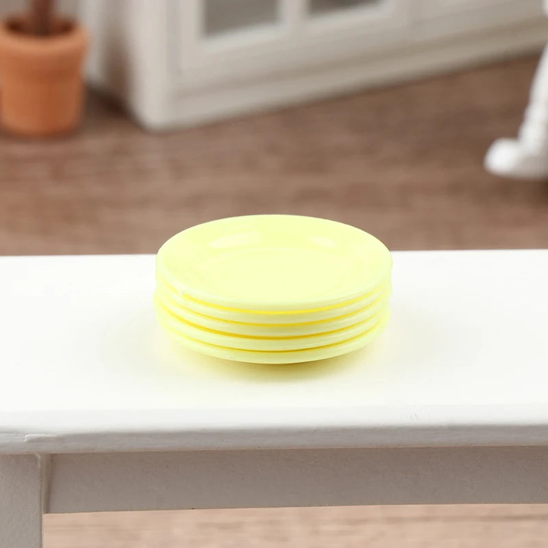 5Pcs 1/12 Dollhouse Mini Plates Dishes Model Dollhouse Simulation Kitchen Decoration Dolls House Accessories Pretend Play Toys