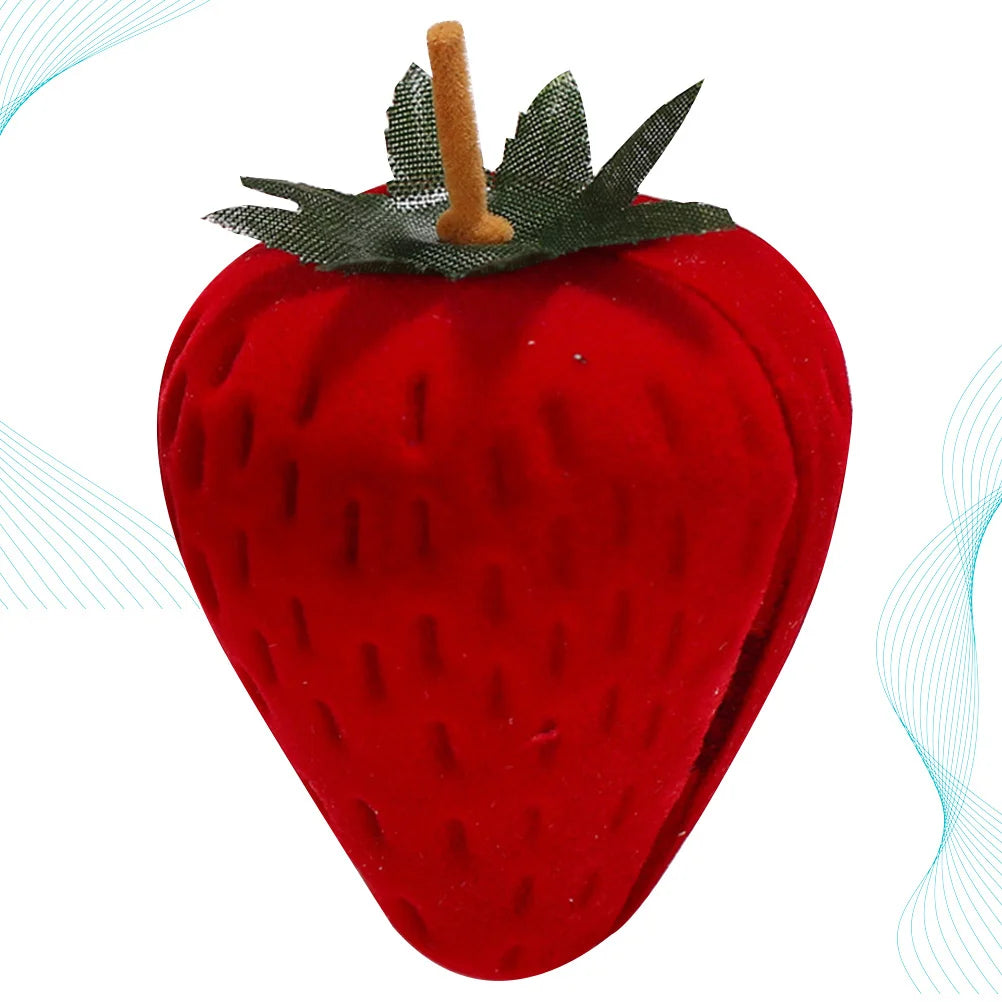1Pcs Strawberry Ring Box Red Portable Jewelry Holder Necklace Storage Case Jewelry Storage Travel Packing Box Ring Holder