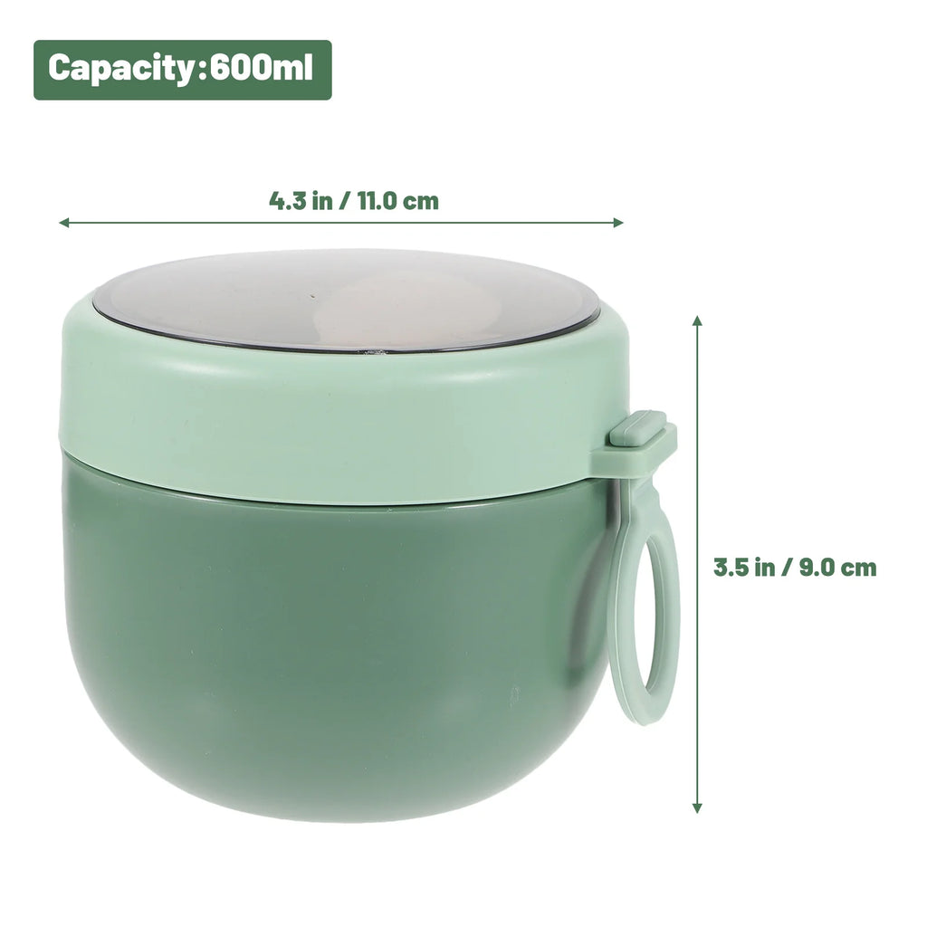 Plastic Airtight Breakfast Bowl Compact Lightweight Creative Design Good Mood Portable Soup Container Students Oatmeal Cup