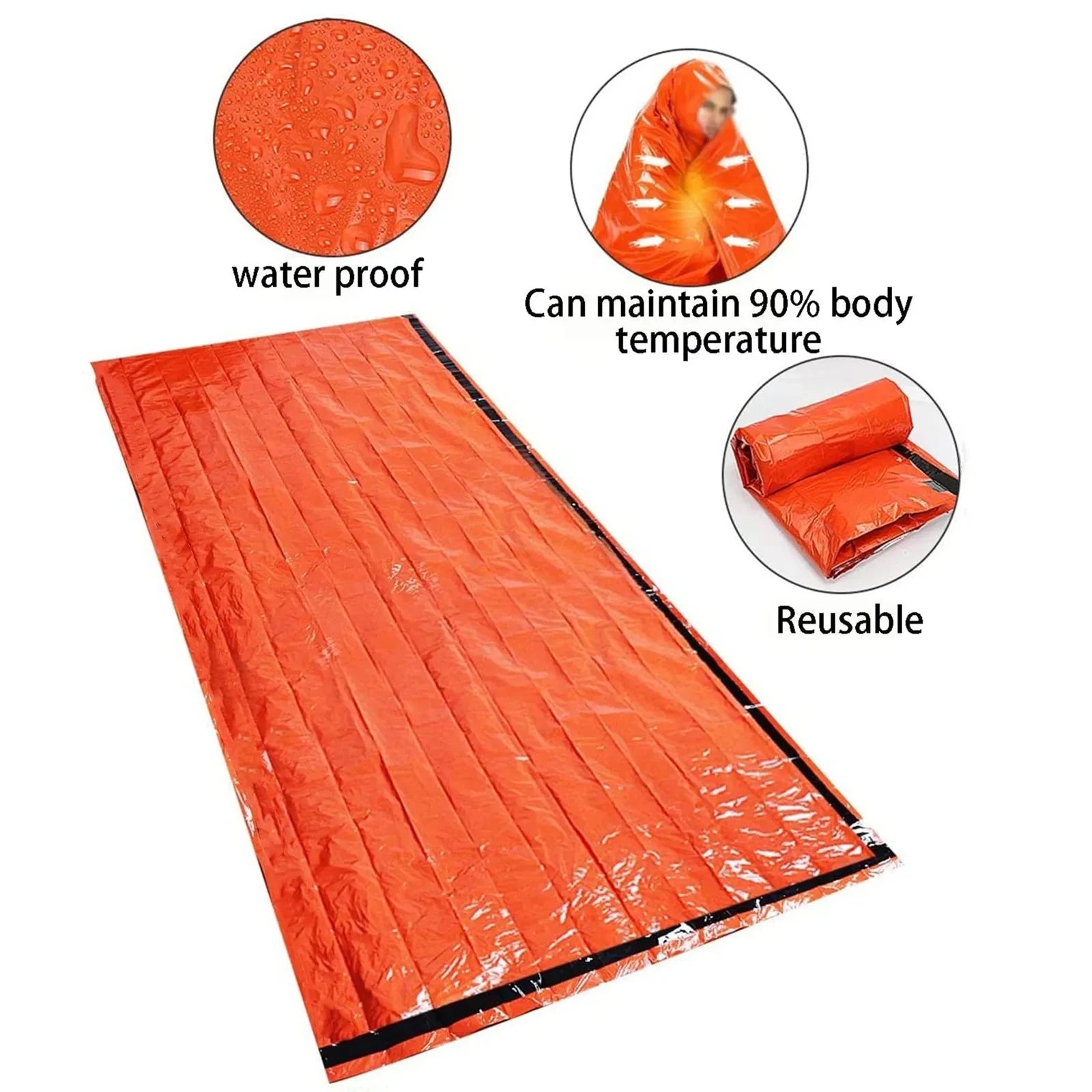 Auto Outdoor First Aid Sleeping Bag Waterproof Mylar Thermal Blankets Emergency Camping Wilderness Insulation Warm Equipment