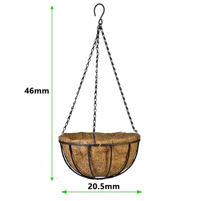 8/10 Inch Round Wire Plant Holder Metal Hanging Basket Coconut Liner Lining Plants Flower Garden Pot for Home Balcony Decoration
