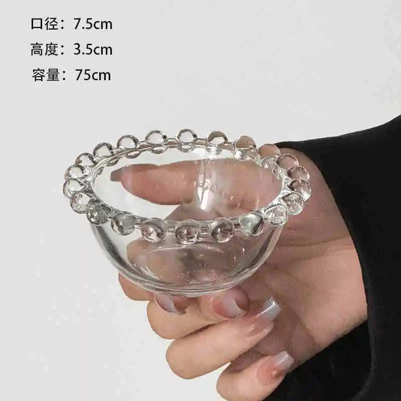 Beaded Edge Glass Bowl Dessert Ice Cream Bowls Home Fruit Salad Bowl Saucer Oatmeal Yogurt Bowl Tableware