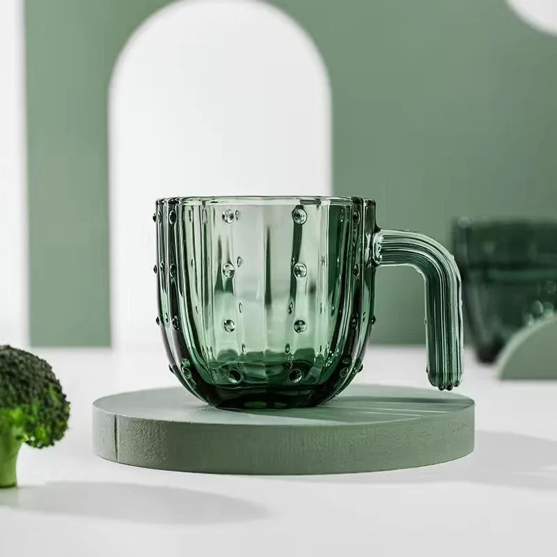 Creative Cactus Transparent Water Coffee Mug, Office, Home, Kitchen Accessories, Drinking Glasses, 240ml