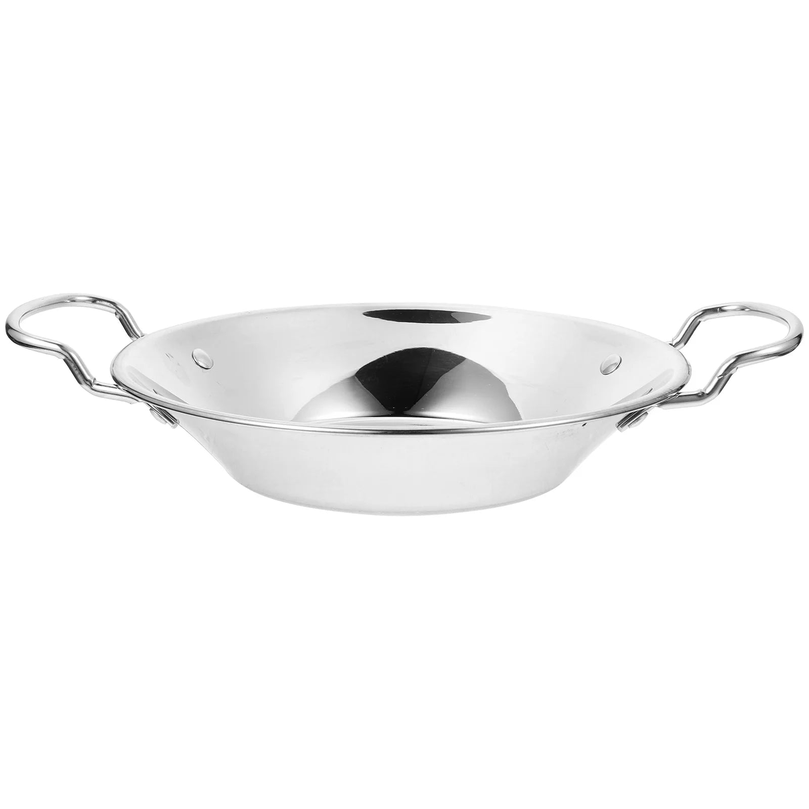 Dry Pot Double Handle Stainless Steel Wok Round Cooking Pan For Home Kitchen Hot Pot Seafood Vegetable Multi-Function
