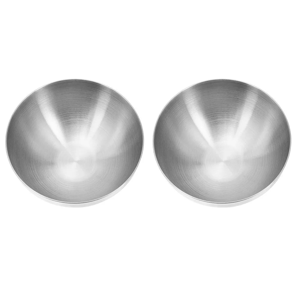 2Pcs Stainless Steel Salad Bowls Multifunctional Rice Soup Fruit Bowls Home Kitchen Tableware Stainless Steel Bowl