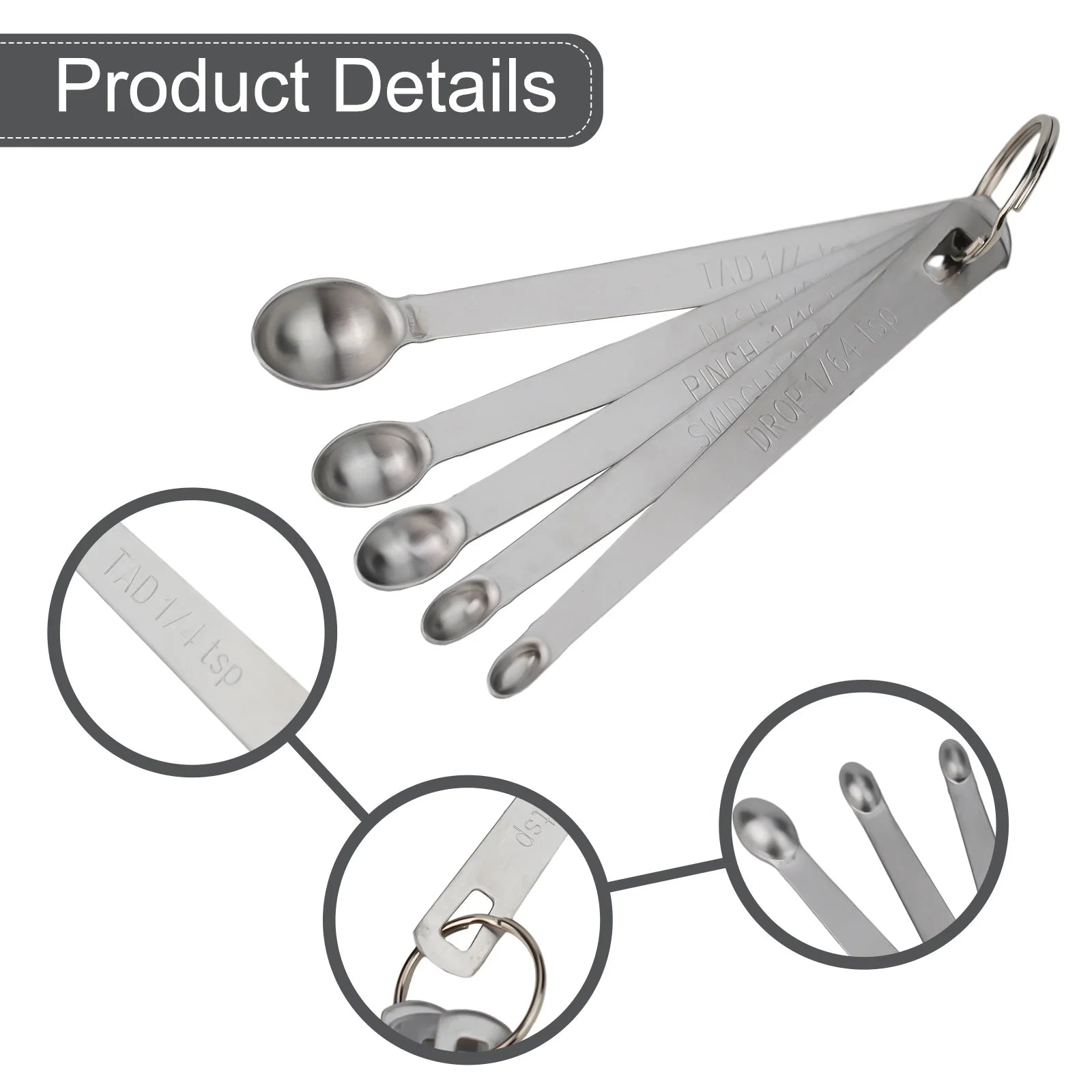 5PCS Spoons Measuring Spoons For Baking Seasoning small important tool kitchen For Cooking Seasonings/Milk Powder Part Stainless