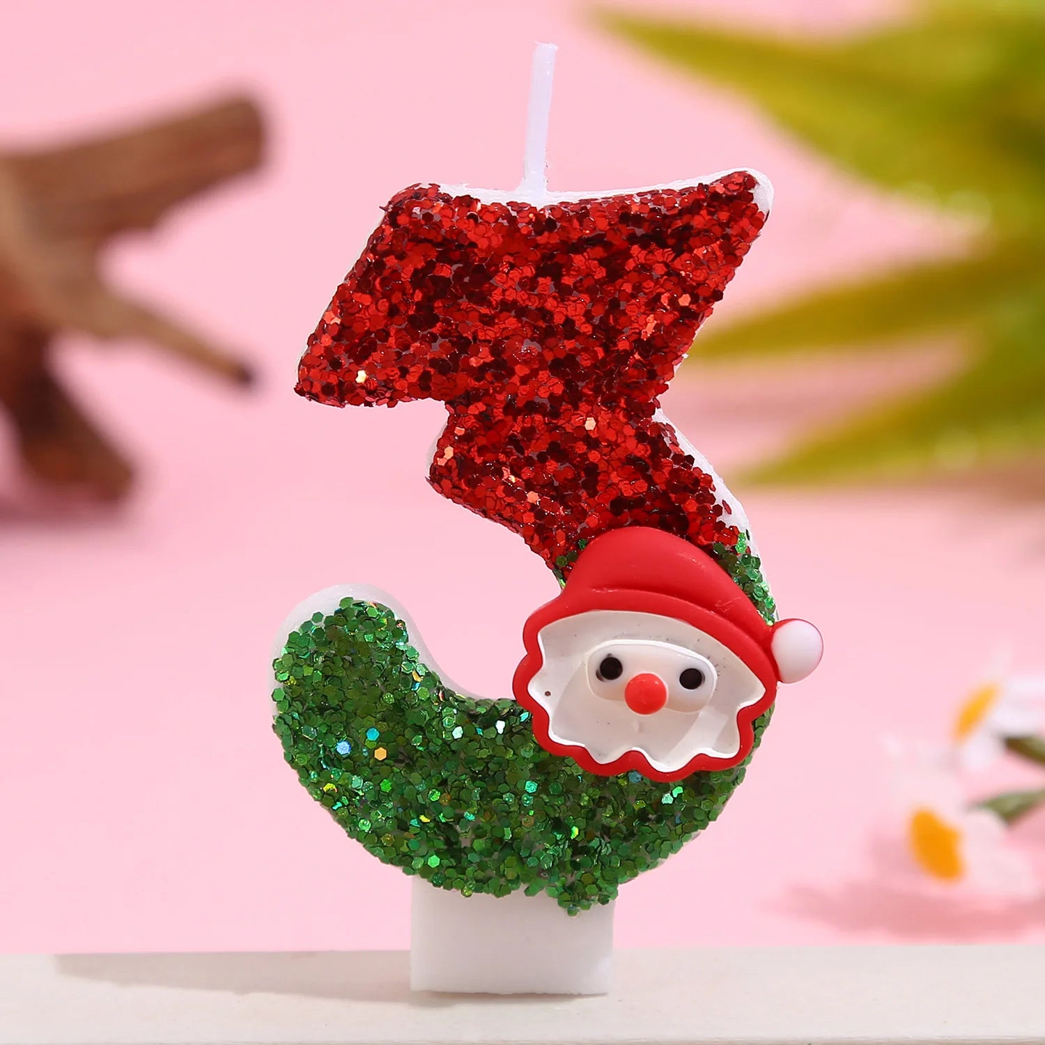 Santa Claus Birthday Candle Decoration Party Cake Candle Atmosphere Photo Christmas Mixed Color Sequin Decoration