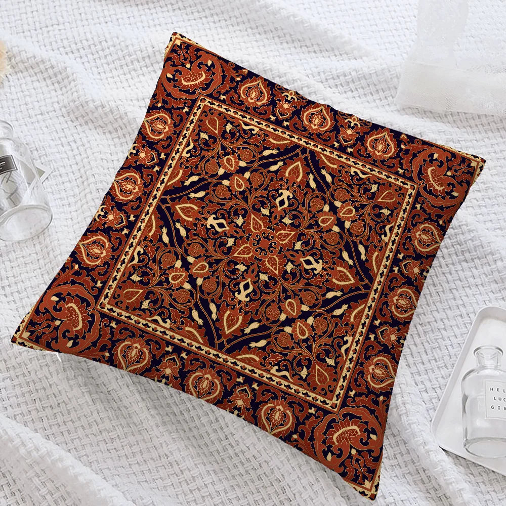 Persian Carpet Pattern Pillow Case Sofa Decorative Home Double-sided Printing Short Plush Cushion Cover Throw Pillow Cover Gifts