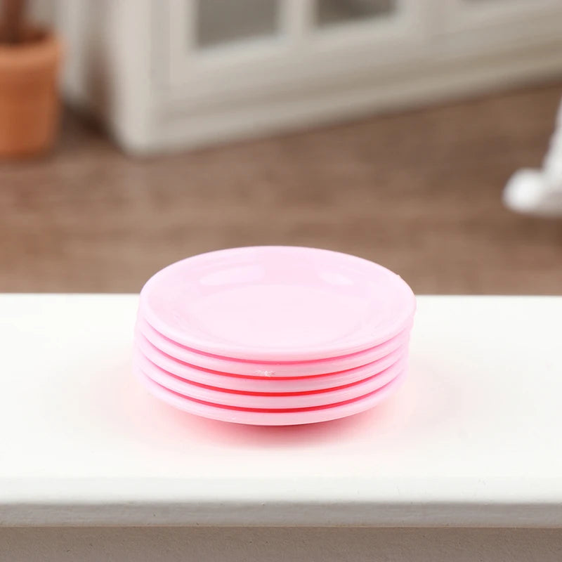 5Pcs 1/12 Dollhouse Mini Plates Dishes Model Dollhouse Simulation Kitchen Decoration Dolls House Accessories Pretend Play Toys