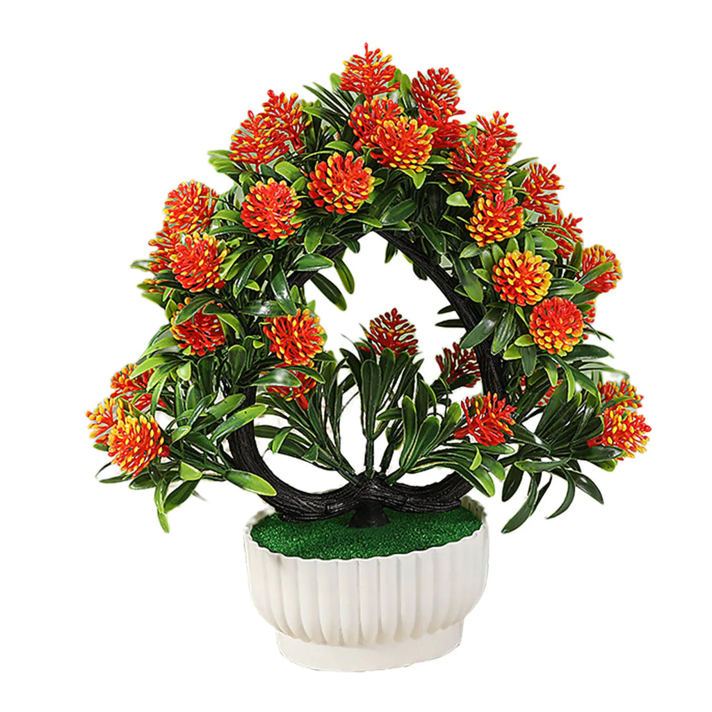 Artificial Flower Bonsai Realistic UV Resistant Plastic Easy Care Fake Flowers Bonsai for Outdoor