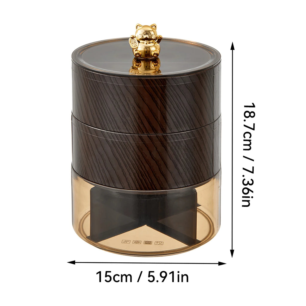 WORTHBUY Round Plastic Food Serving Tray With Lid 1/2/3 Layer Snack Fruit Tray Divided Dried Fruit Candy Storage Box For Kitchen