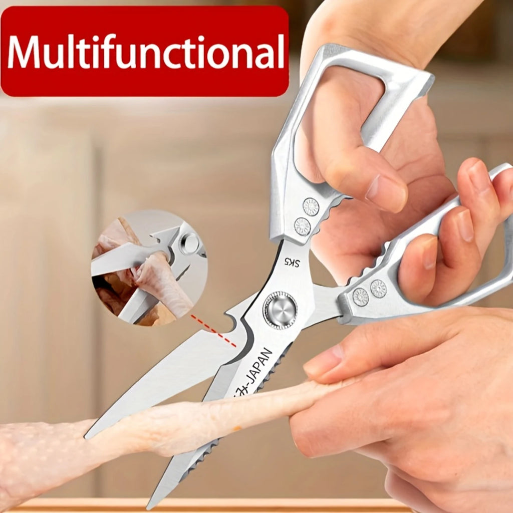 Ultra-Sharp Stainless Steel Kitchen Scissors - Poultry Shears & Fish Bone Remover - Multifunctional Meat & Food Cutter - Essenti