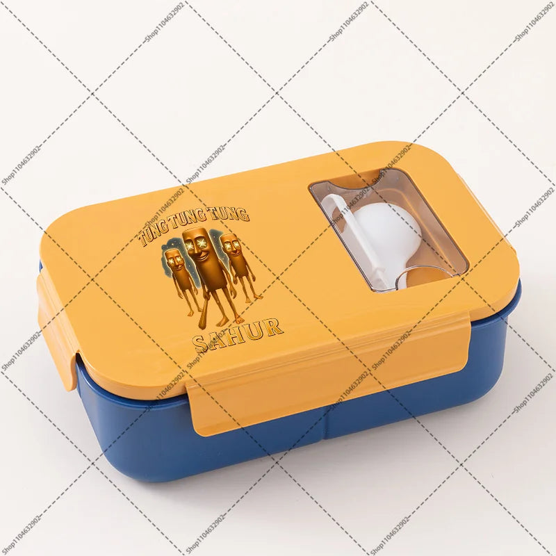 Italian Brainrot Lunchbox Cartoon Pattern Printed Bento Lunch Box Tung Tungtung Sahur Telala Funny Shark Food Storage Containers