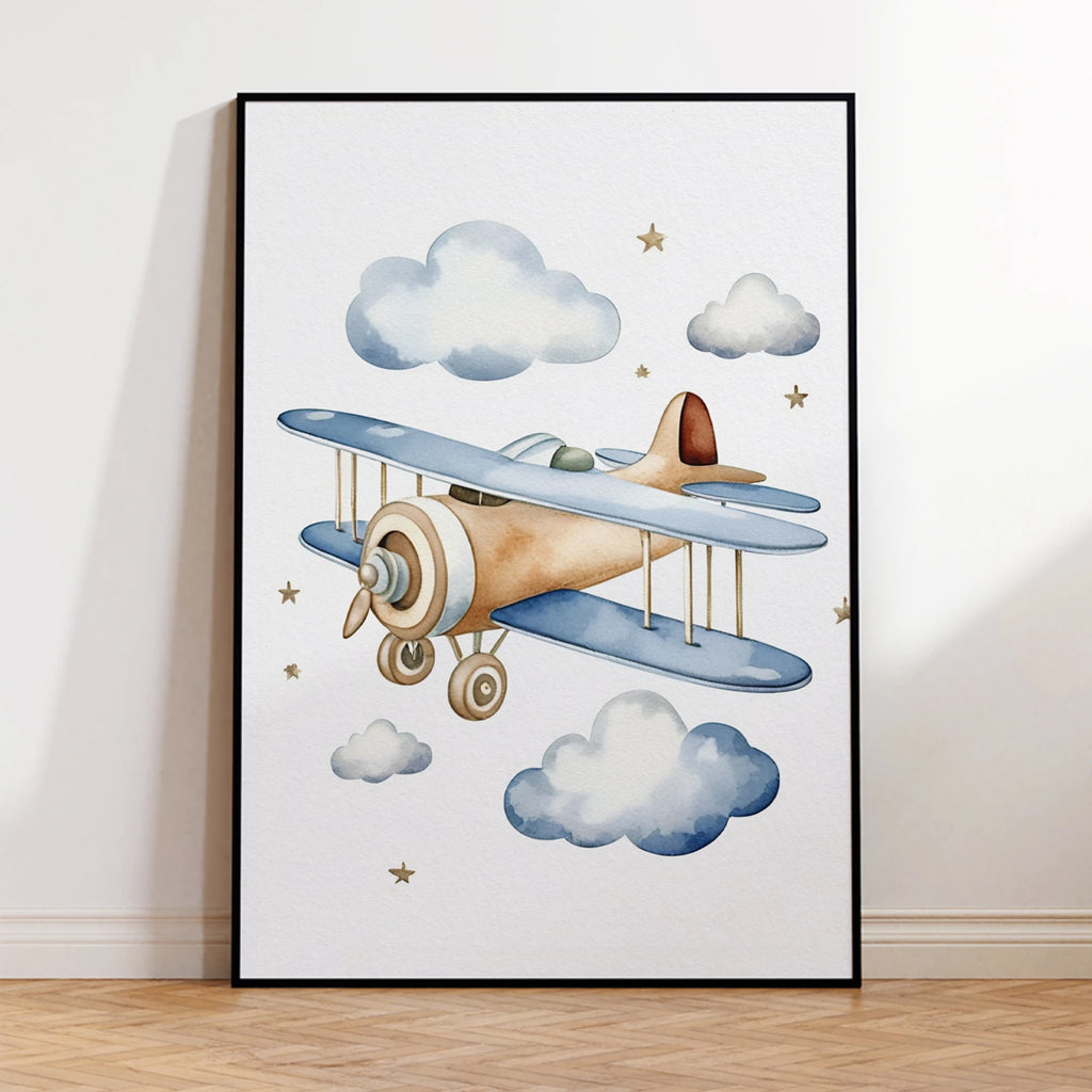 Cartoon Children Airplane Helicopter Hot Air Balloon Wall Art Prints Canvas Painting Poster Picture For Living Room Home Decor