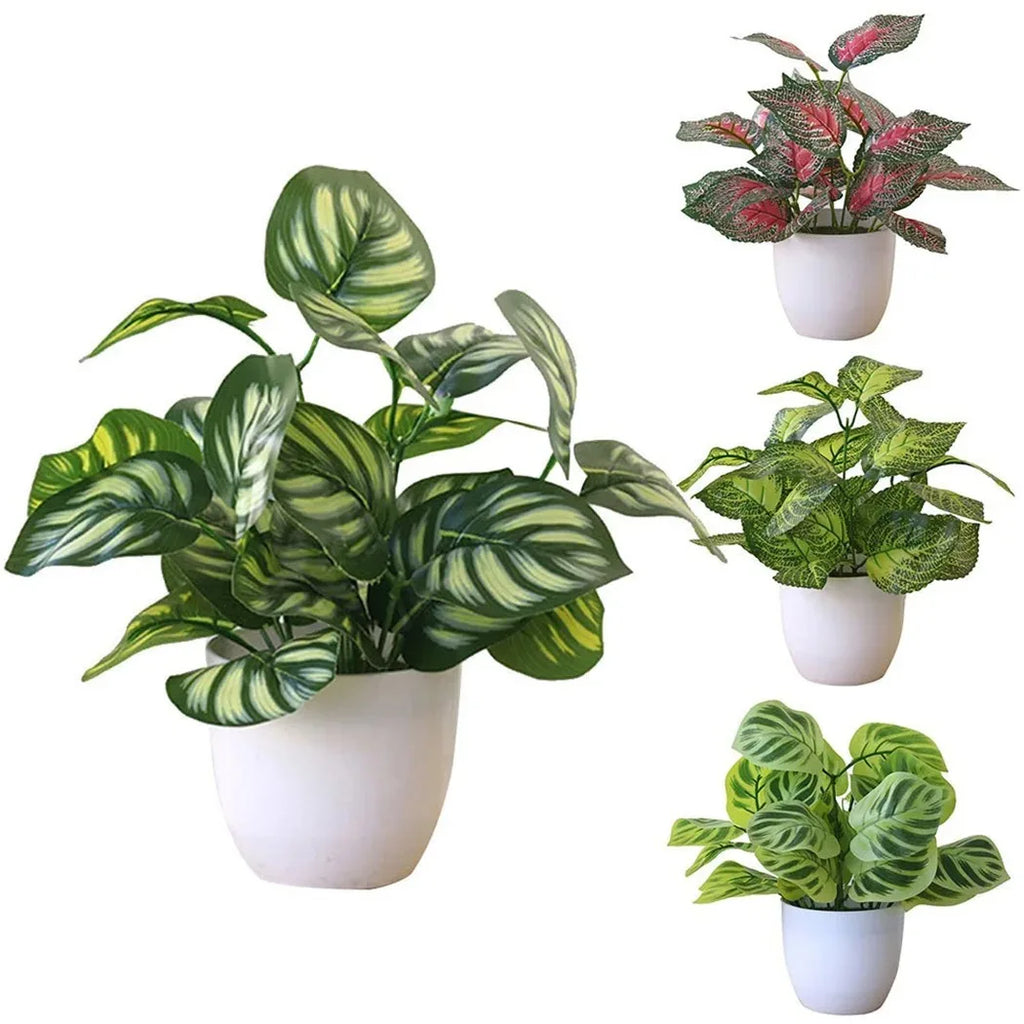 1PC Artificial Foliage Plant Pot Bonsai Party Mall Home Desktop Office Decor Small Bonsai Fake Flower Potted Home Decorations