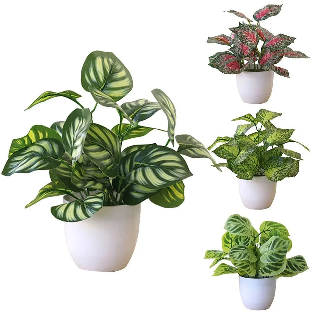 1PC Artificial Foliage Plant Pot Bonsai Party Mall Home Desktop Office Decor Small Bonsai Fake Flower Potted Home Decorations