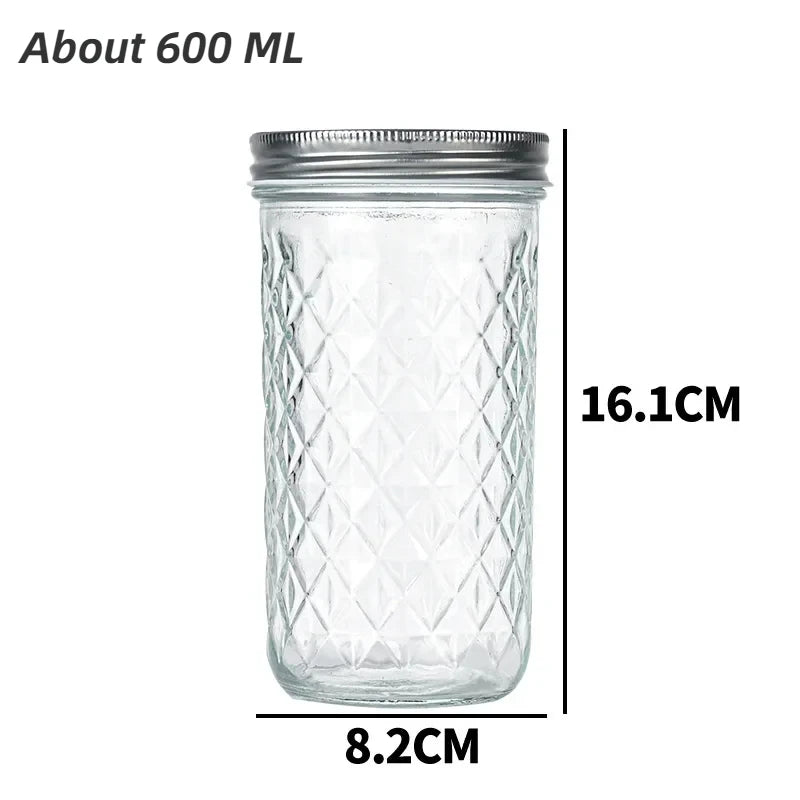 Mason Jar with Lid Glass Bottle High Temperature Resistant Easy to Clean Honey Food Sealed Glass Canning Food Storage Containers